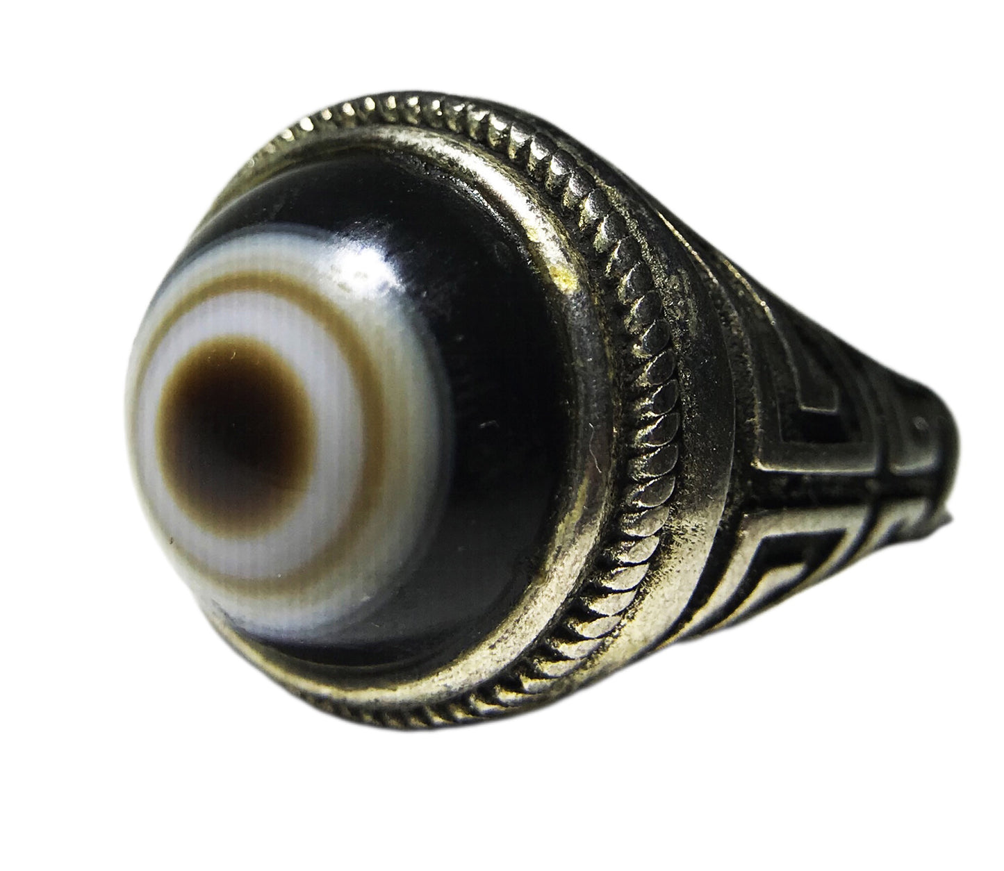 Real Antique One Eye Lukmik Eye Dzi Bead Ring Tibetan Old Medicine Agate Amulet Himalaya Genuine Banded Natural Luk Mik Gzi Prayer Talisman