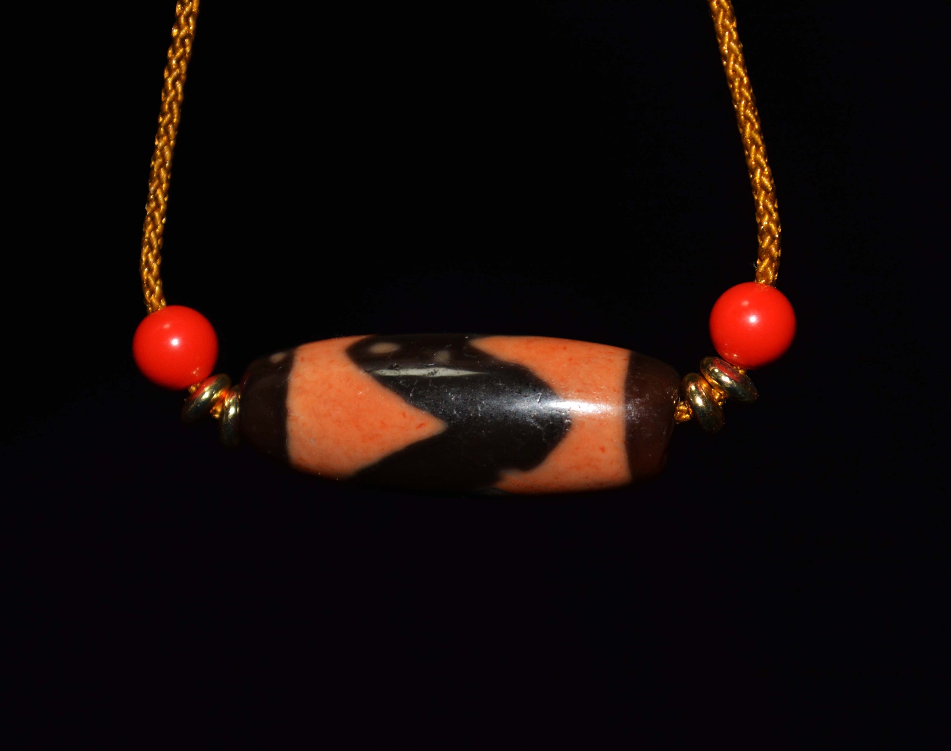 Real Ancient Tibetan Water Wave Dzi Bead Amulet Cinnabar Bloodspots Himalaya Tiger Tooth Gzi Pendant Genuine Old Antique Agate ZigZag Talisman Bracelet