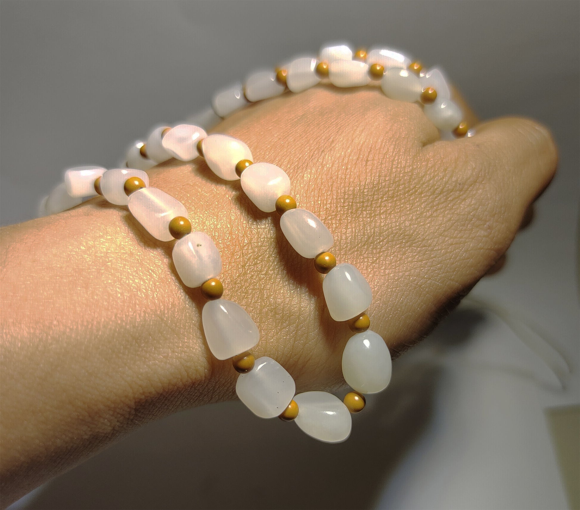 Real Chinese Antique White Hetian Jade Necklace Bracelet Nephrite Hotan Mala Prayer Beads Old Natural River Pebble Mutton Fat rosary