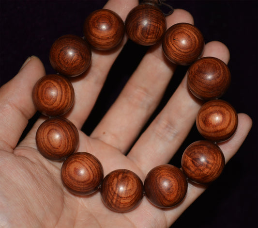 Real Chinese Natural Huanghuali Wood Bracelet China Rosewood Amulet Mala Prayer Beads Authentic Genuine Talisman 20mm