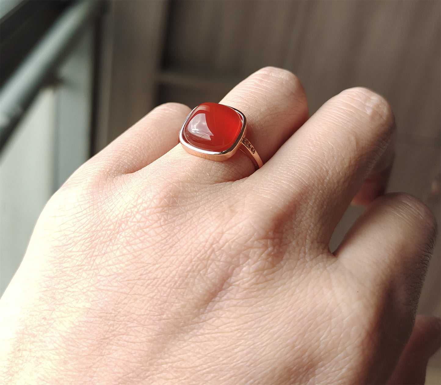 Real Chinese Natural Pema Raka Agate Ring Crystal China Baoshan Red Carnelian Genuine Gemstone