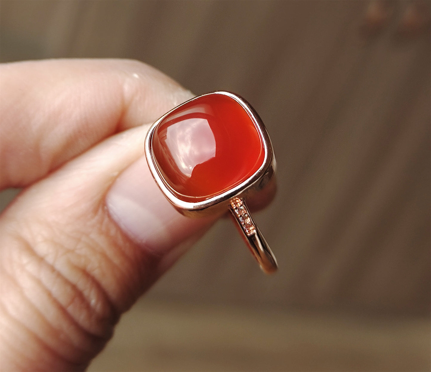 Real Chinese Natural Pema Raka Agate Ring Crystal China Baoshan Red Carnelian Genuine Gemstone