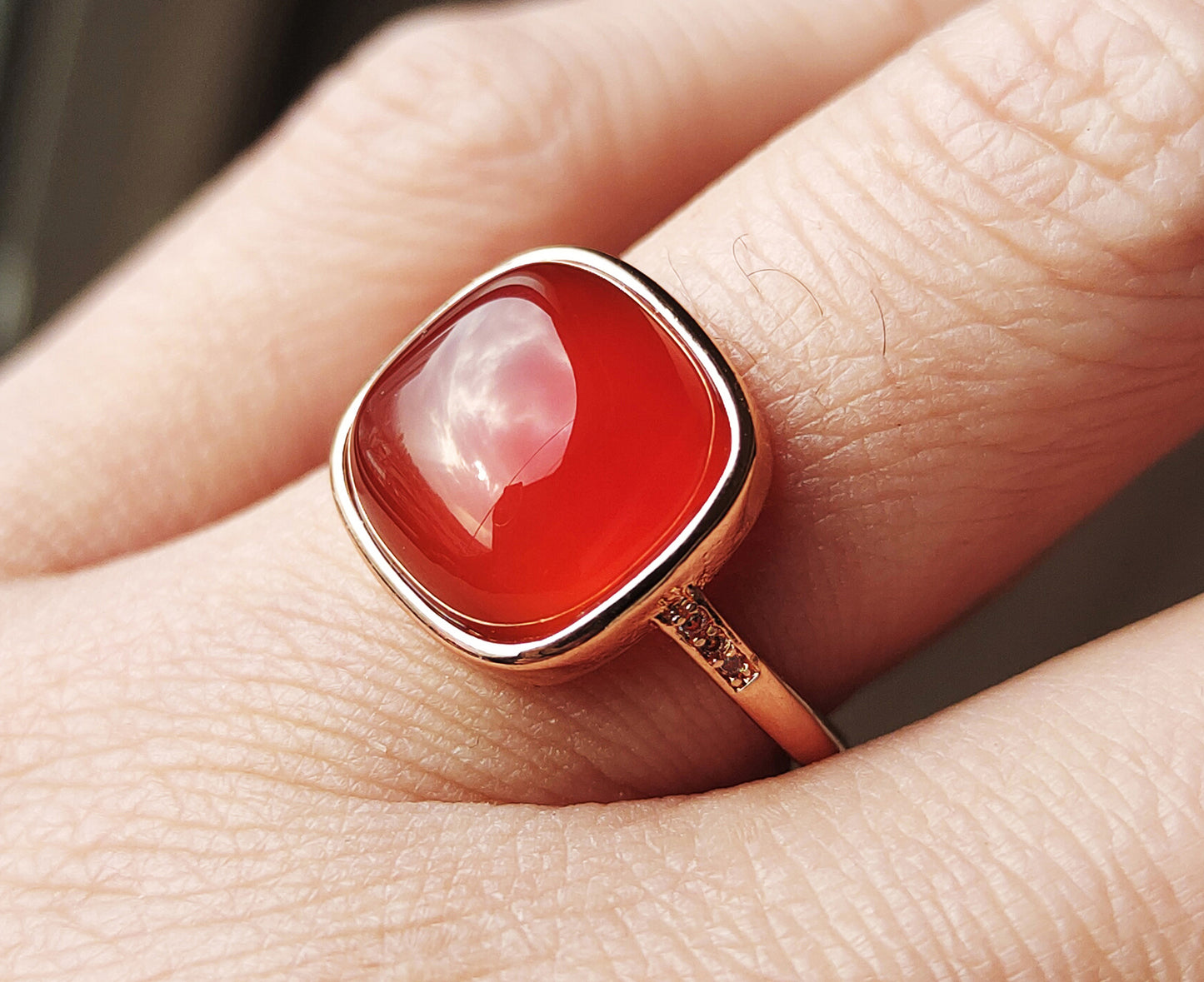 Real Chinese Natural Pema Raka Agate Ring Crystal China Baoshan Red Carnelian Genuine Gemstone