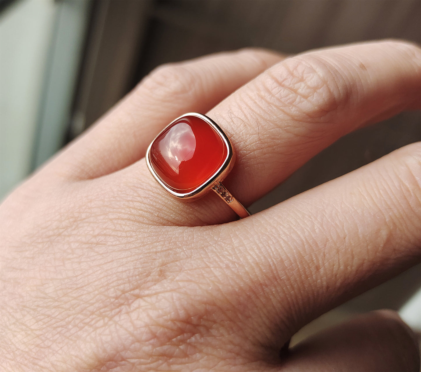 Real Chinese Natural Pema Raka Agate Ring Crystal China Baoshan Red Carnelian Genuine Gemstone