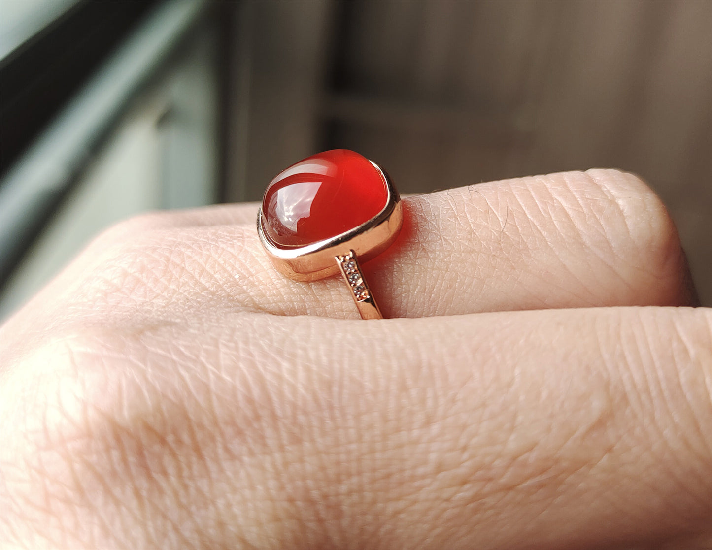 Real Chinese Natural Pema Raka Agate Ring Crystal China Baoshan Red Carnelian Genuine Gemstone