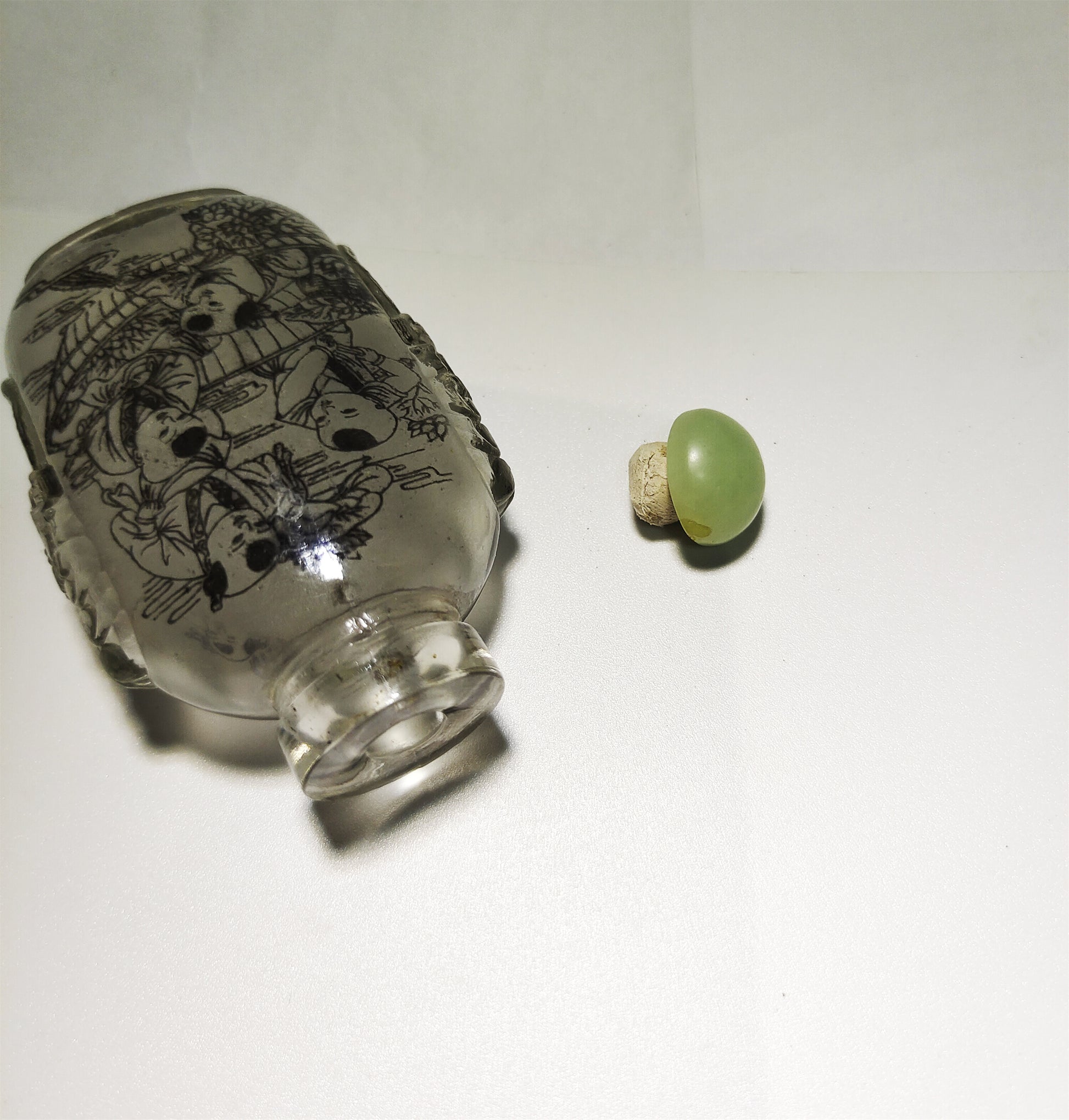 Real Chinese Old Antique Peking Glass Snuff Bottle Inside Painted Hand Oriental Collectable Kids Happy Children