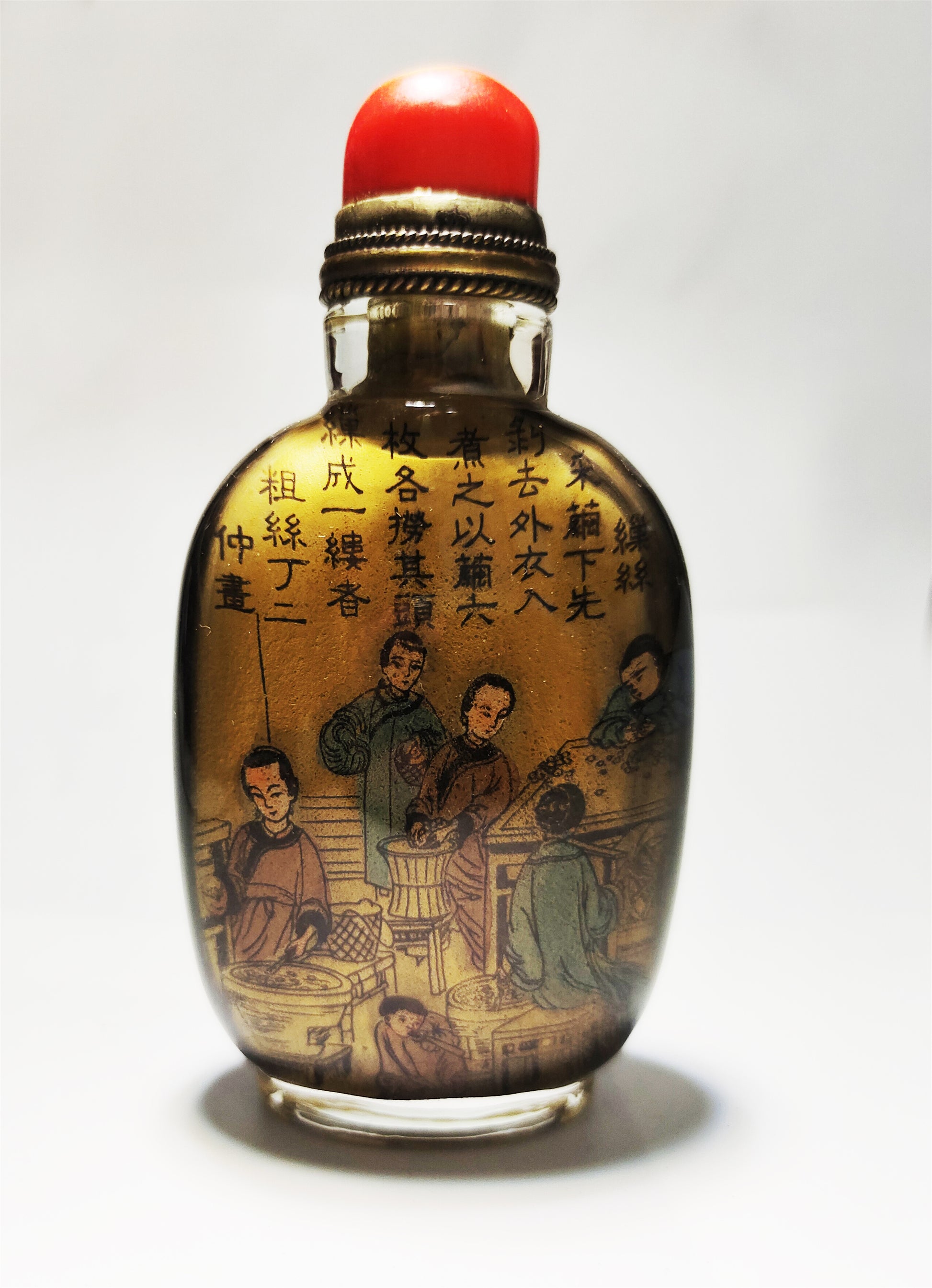 Real Chinese Old Antique Peking Glass Snuff Bottle Inside Painted Hand Oriental Collectable