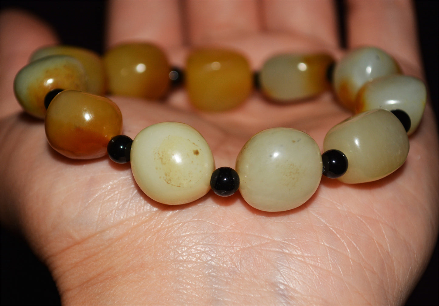 和田玉籽料手串Real Chinese Old Antique White Hetian Jade Bracelet Nephrite Hotan Mala Prayer Beads Rosary Genuine River Pebble Mutton Fat  Authentic Natural