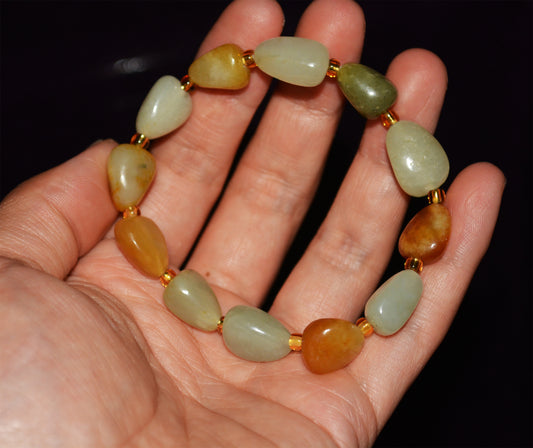 Real Chinese Old Antique White Hetian Jade Bracelet Nephrite Hotan Mala Prayer Beads Rosary Genuine River Pebble Mutton Fat  Authentic Natural