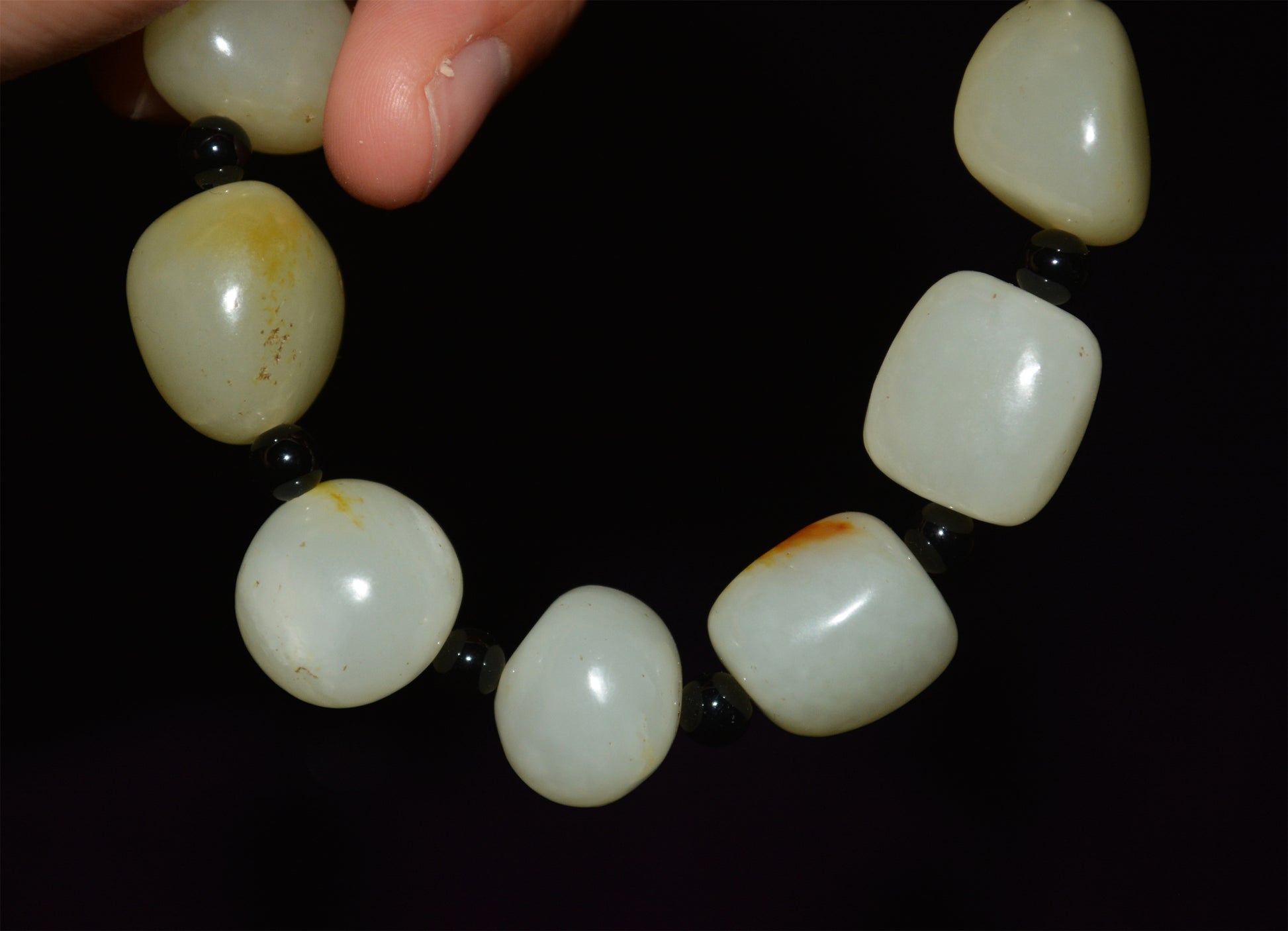 Real Chinese Old Antique White Hetian Jade Bracelet Nephrite Hotan Mala Prayer Beads Rosary Genuine River Pebble Mutton Fat  Authentic Natural 和田玉籽料手串