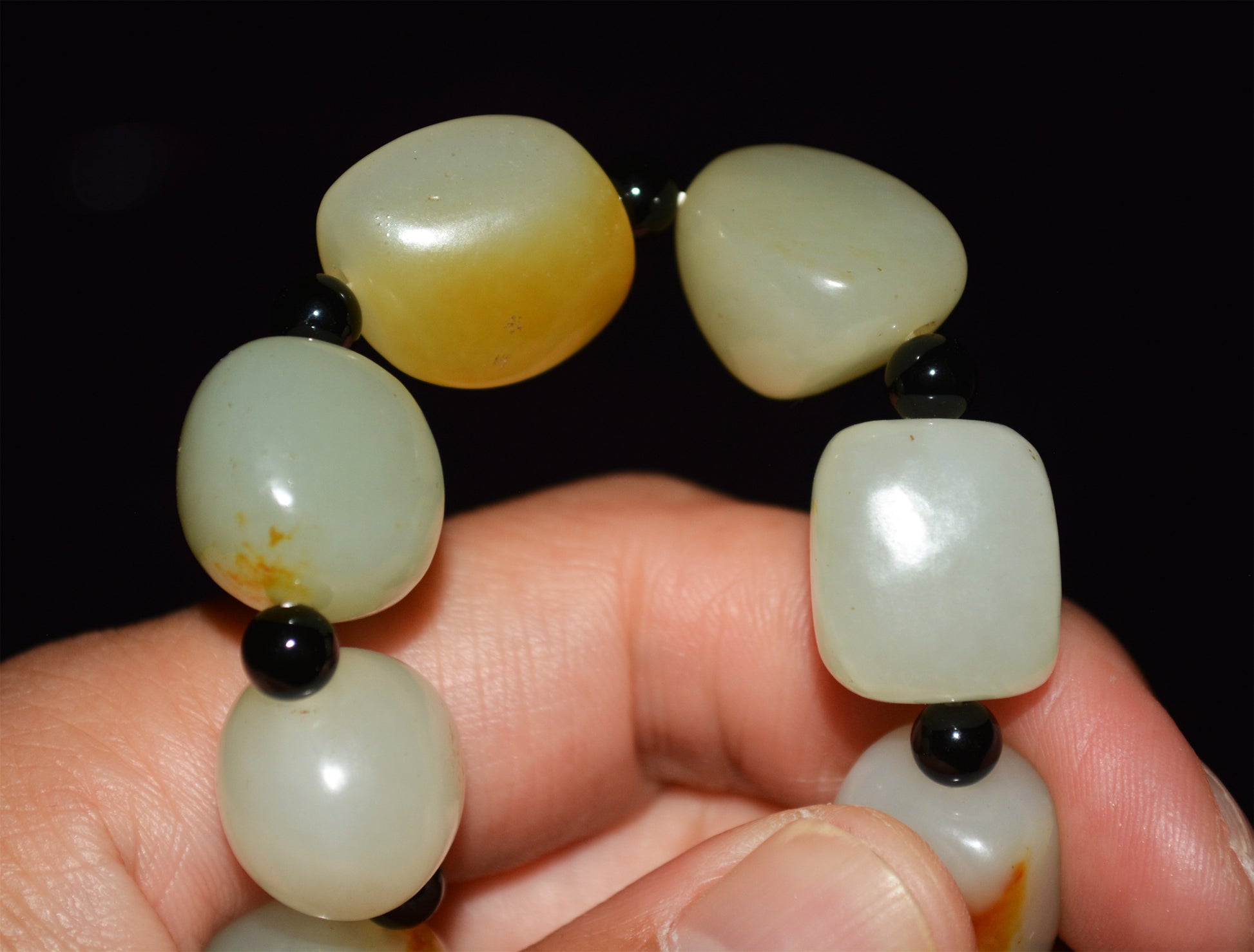 Real Chinese Old Antique White Hetian Jade Bracelet Nephrite Hotan Mala Prayer Beads Rosary Genuine River Pebble Mutton Fat  Authentic Natural 和田玉籽料手串