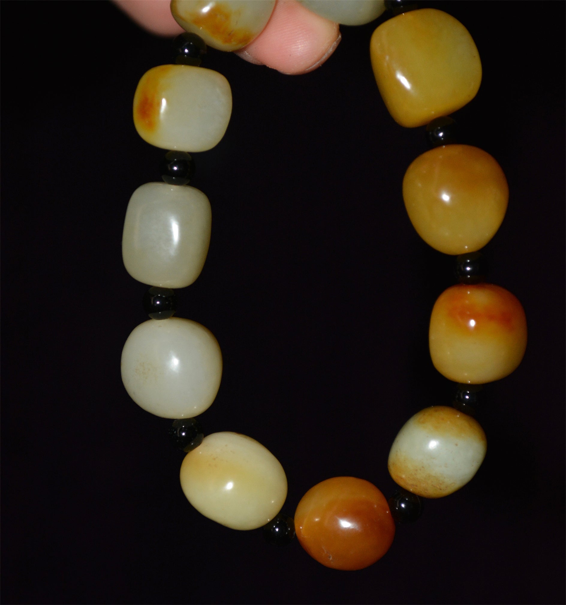 和田玉籽料手串Real Chinese Old Antique White Hetian Jade Bracelet Nephrite Hotan Mala Prayer Beads Rosary Genuine River Pebble Mutton Fat  Authentic Natural