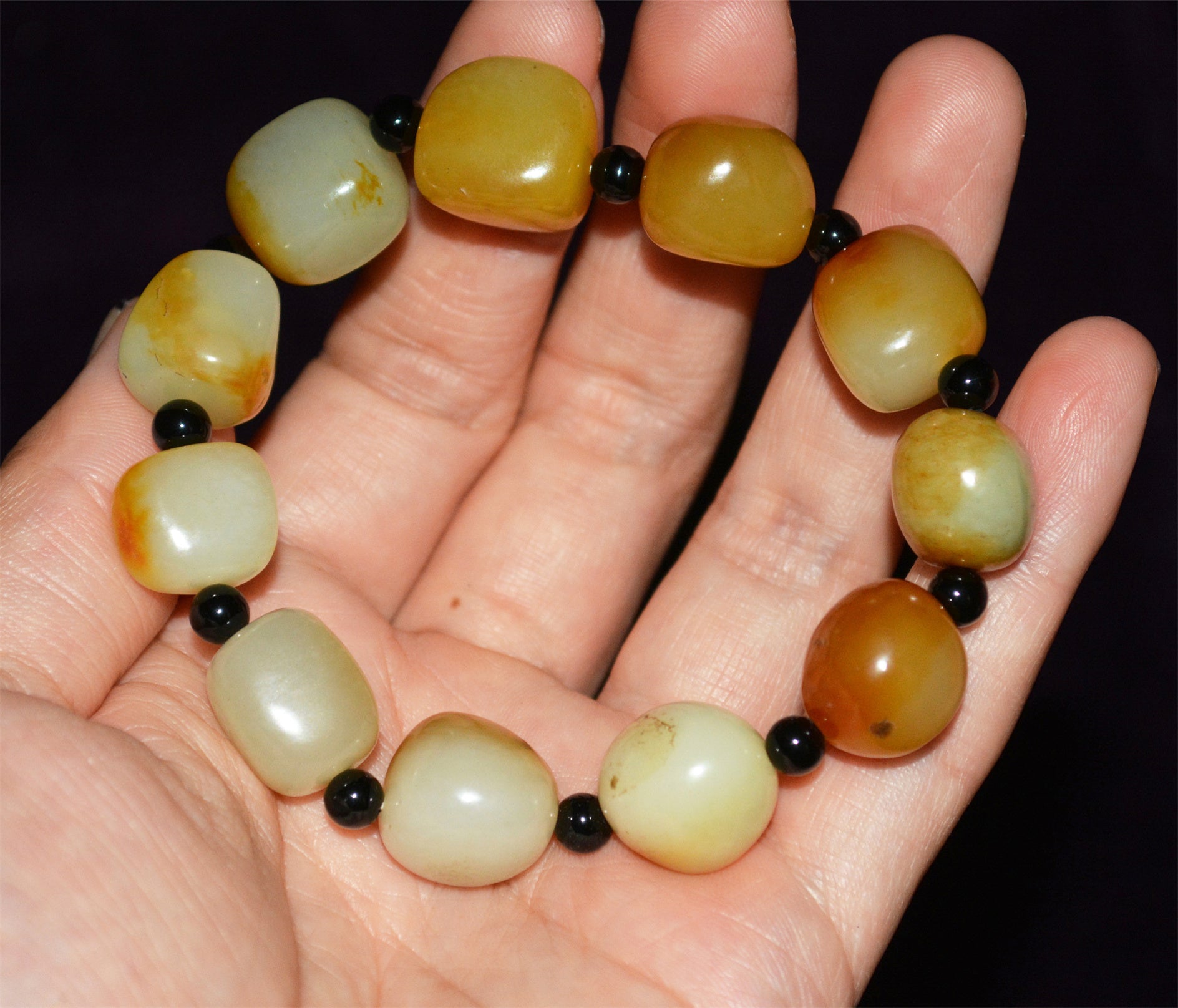 和田玉籽料手串Real Chinese Old Antique White Hetian Jade Bracelet Nephrite Hotan Mala Prayer Beads Rosary Genuine River Pebble Mutton Fat  Authentic Natural