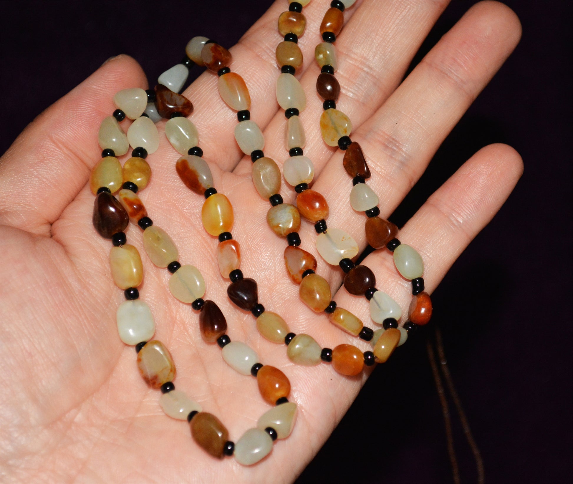 Real Chinese Old Antique White Hetian Jade Bracelet Nephrite Necklace Chain Hotan Mala Prayer Beads Rosary Genuine River Pebble Mutton Fat  Authentic Natural 古董和田玉籽料手串项链