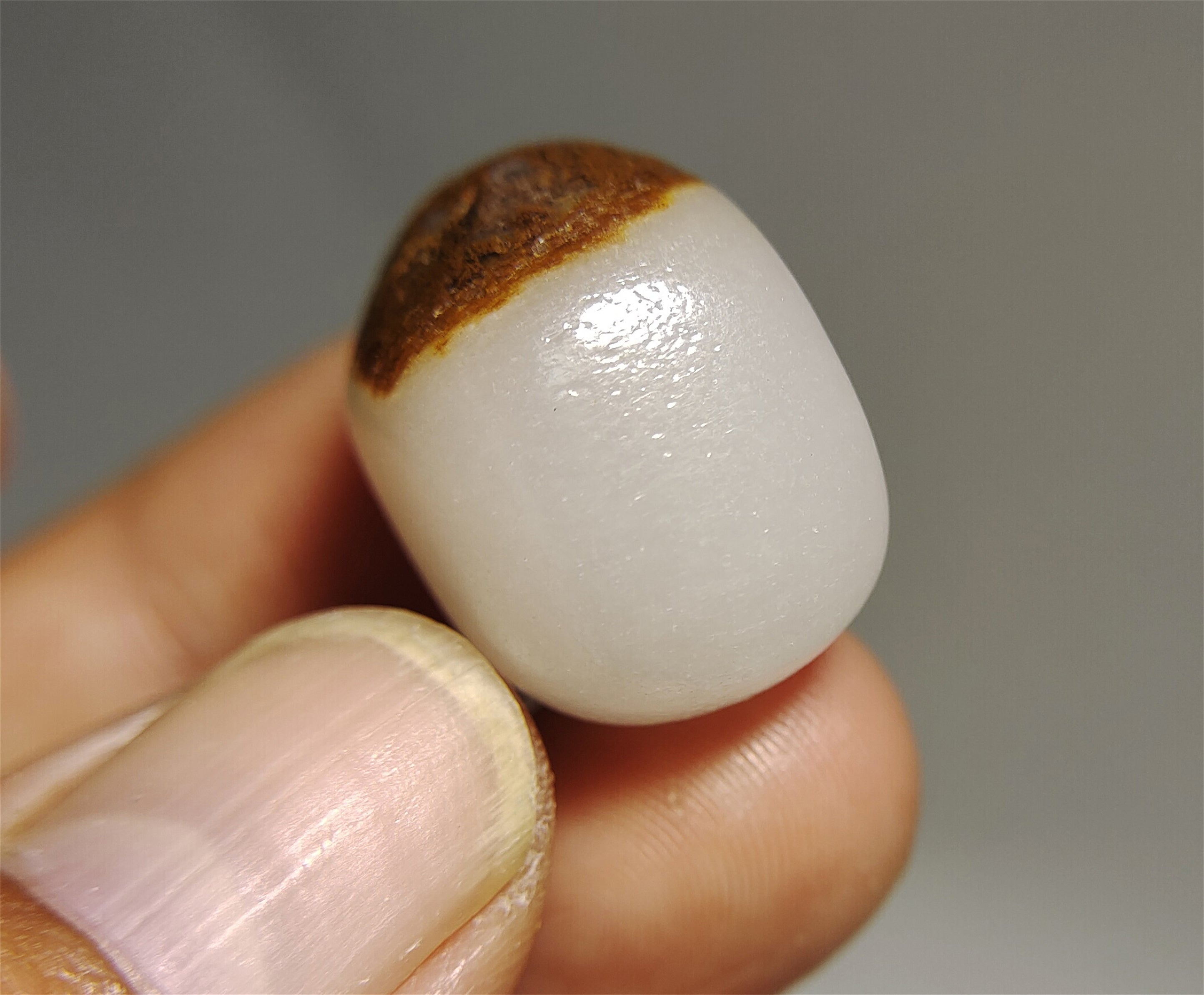 Real Chinese White Hetian Jade Old Antique Nephrite Hotan Bead