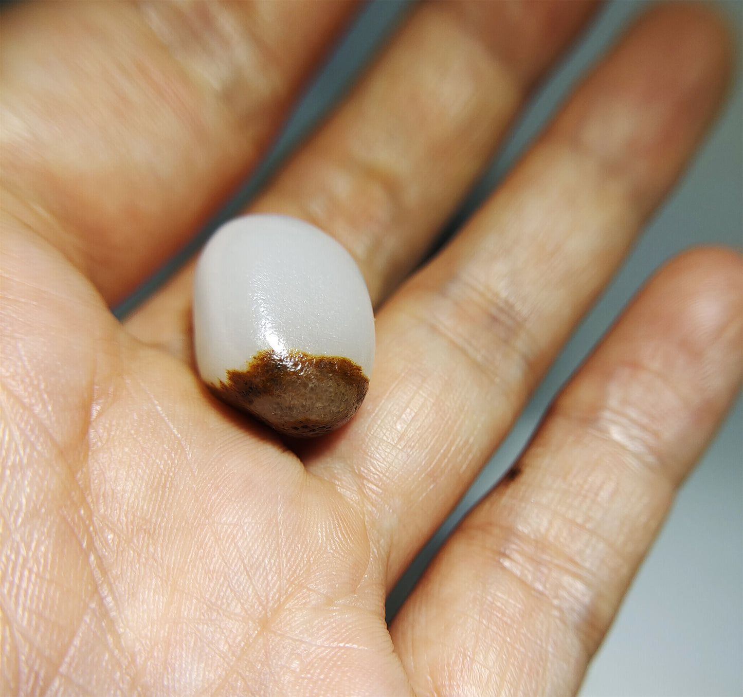 Real Chinese Old Antique White Hetian Jade Pendant Nephrite Hotan Bead Genuine River Pebble Mutton Fat  Authentic natural