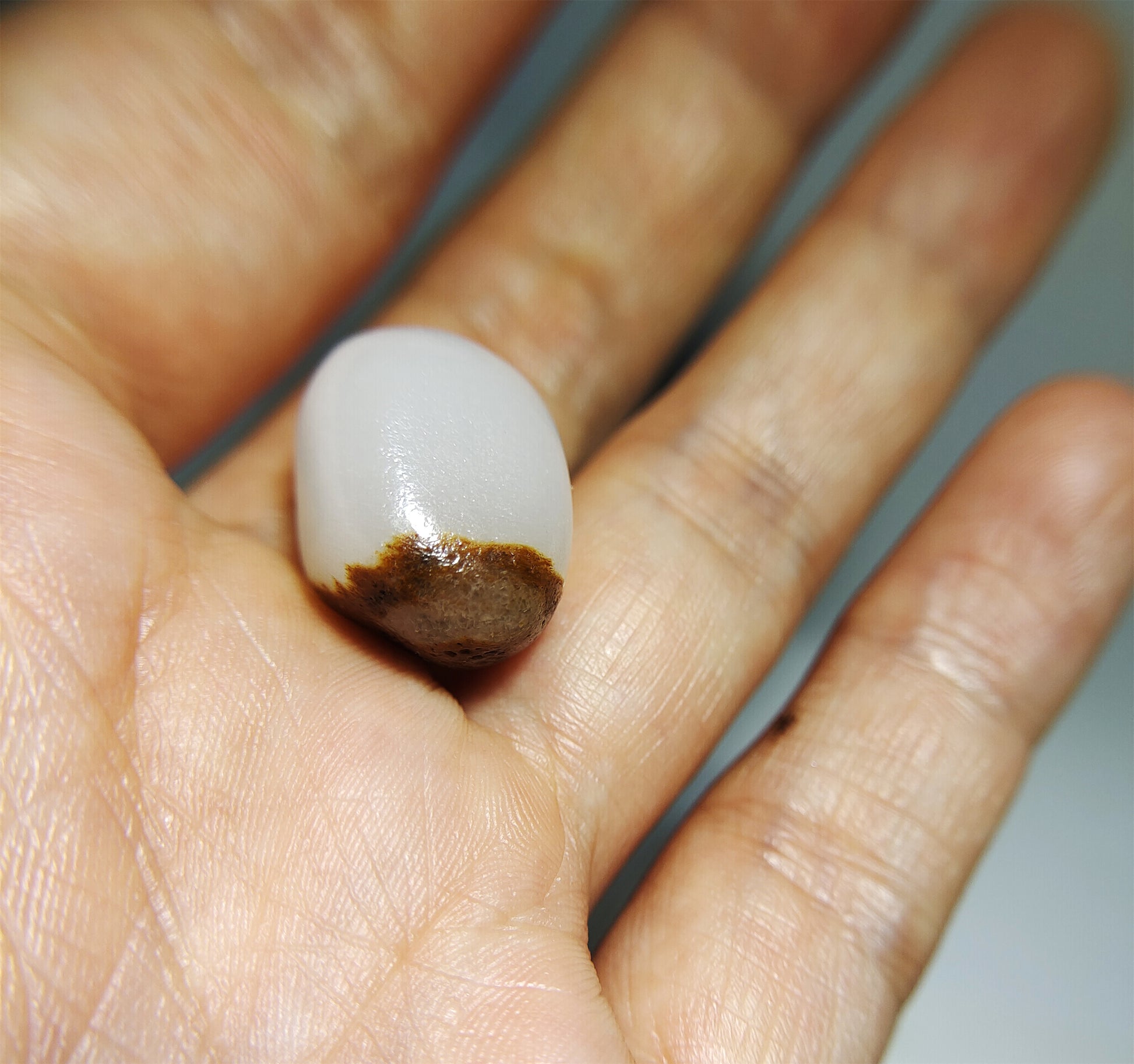 Real Chinese Old Antique White Hetian Jade Pendant Nephrite Hotan Bead Genuine River Pebble Mutton Fat  Authentic natural