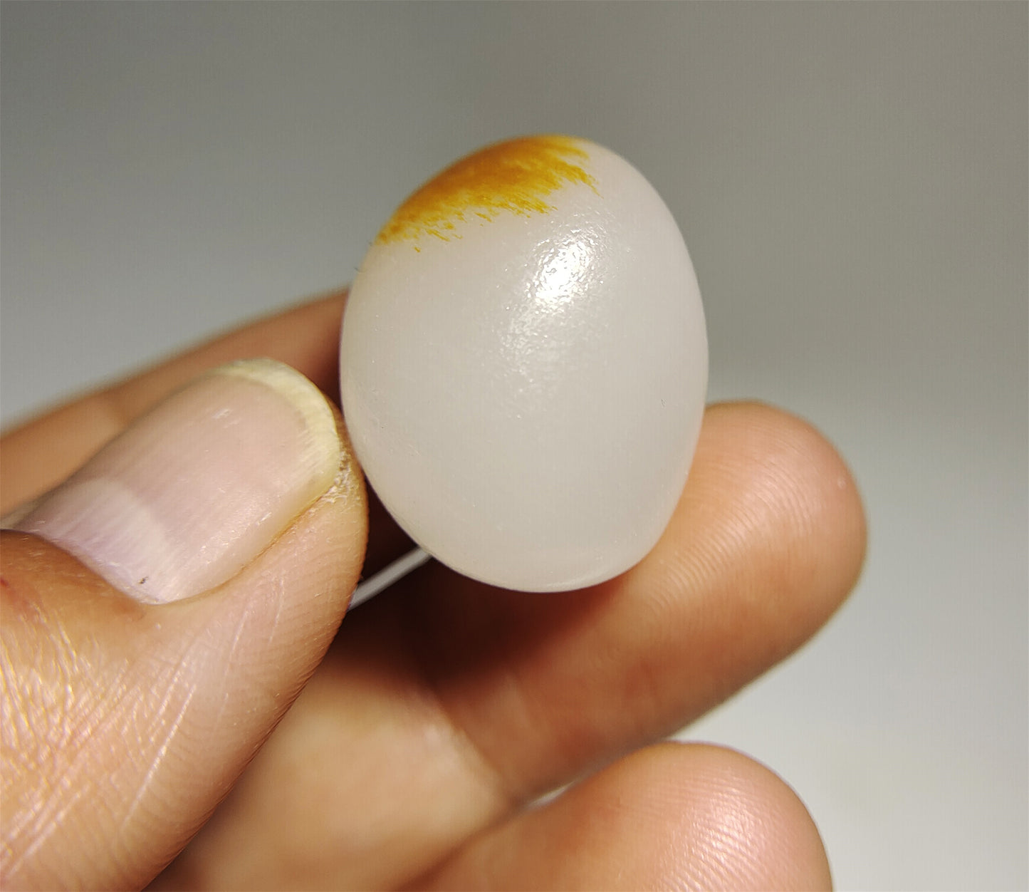 Real Chinese White Hetian Jade Old Antique Nephrite Pendant Hotan Bead River Pebble Mutton Fat Authentic