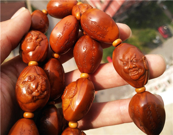 Real Chinese Olive Nut Seed Bracelet 18 Lohan Mala Prayer Beads Arhats Buddha