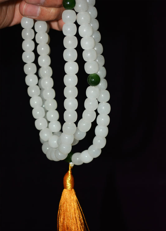 Real Chinese White Hetian Jade Bracelet Nephrite Hotan Mala Prayer Beads Rosary Genuine River Pebble Necklace Mutton Fat Authentic Natural