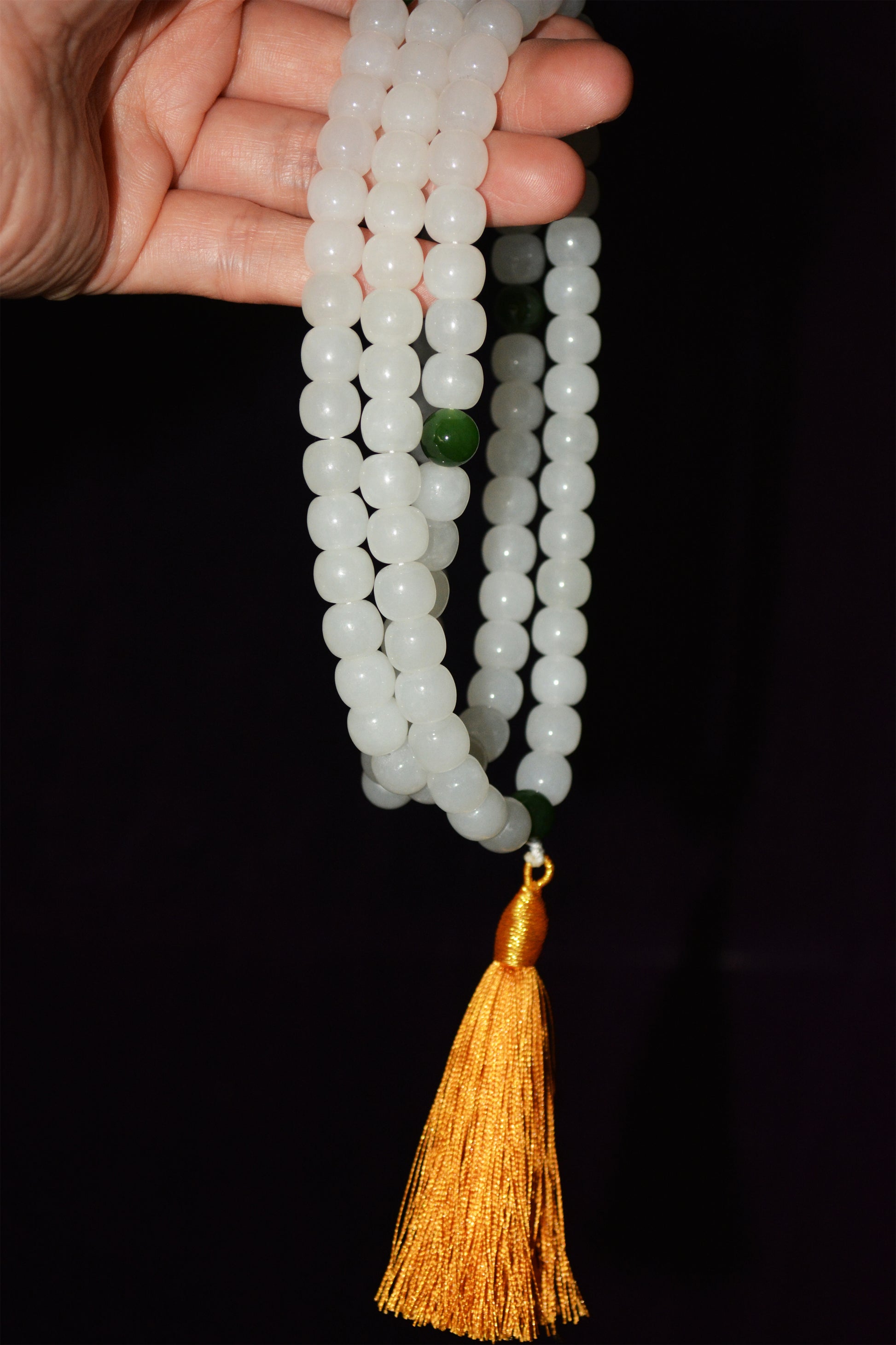 Real Chinese White Hetian Jade Bracelet Nephrite Hotan Mala Prayer Beads Rosary Genuine River Pebble Necklace Mutton Fat Authentic Natural