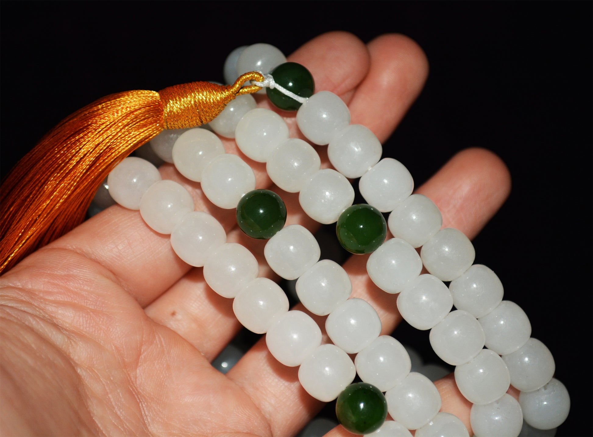 Real Chinese White Hetian Jade Bracelet Nephrite Hotan Mala Prayer Beads Rosary Genuine River Pebble Necklace Mutton Fat Authentic Natural