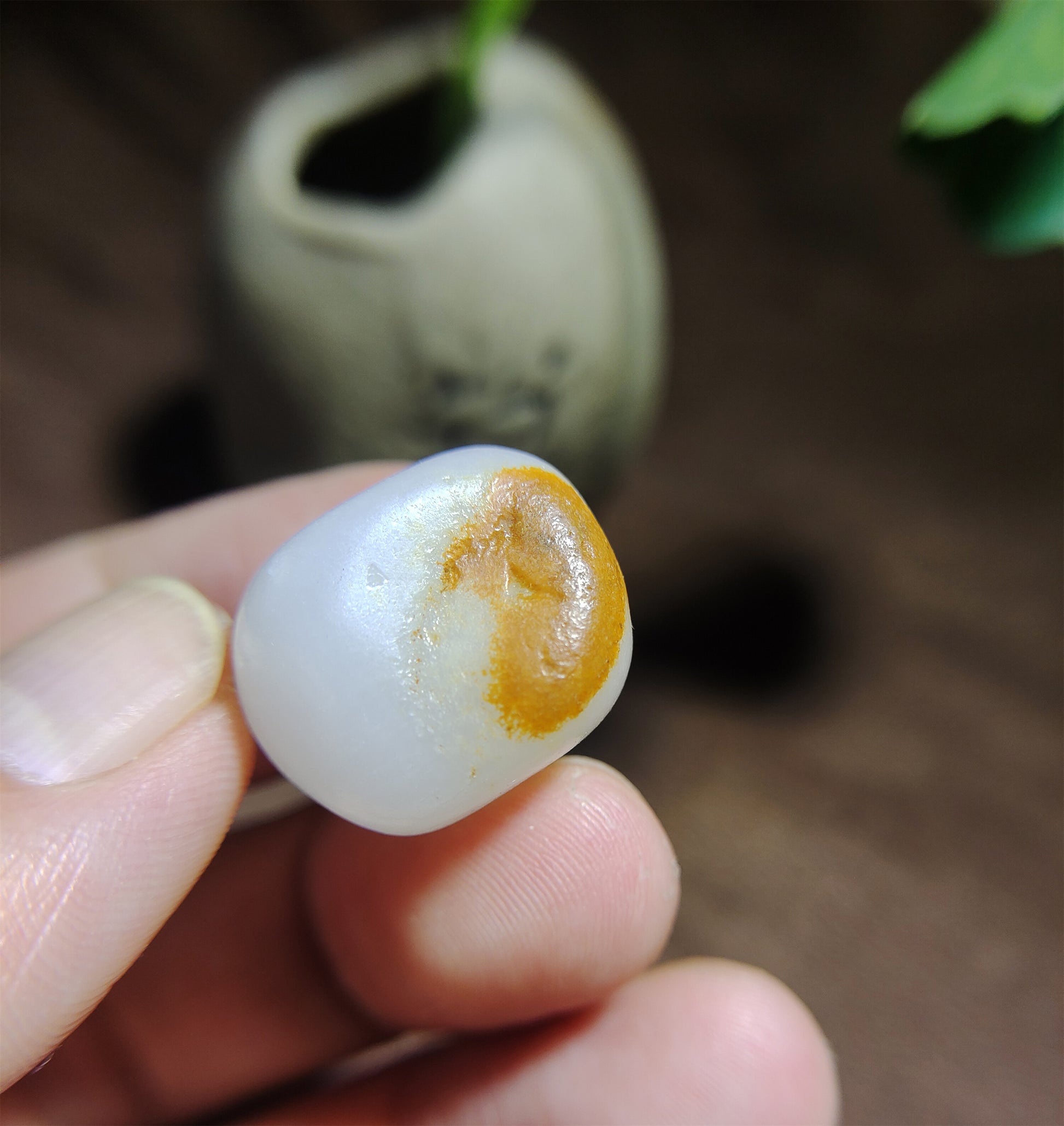 Genuine Chinese White Hetian Jade Pendant Natural Nephrite Hotan Bead Old Antique Real River Pebble Mutton Fat Amulet