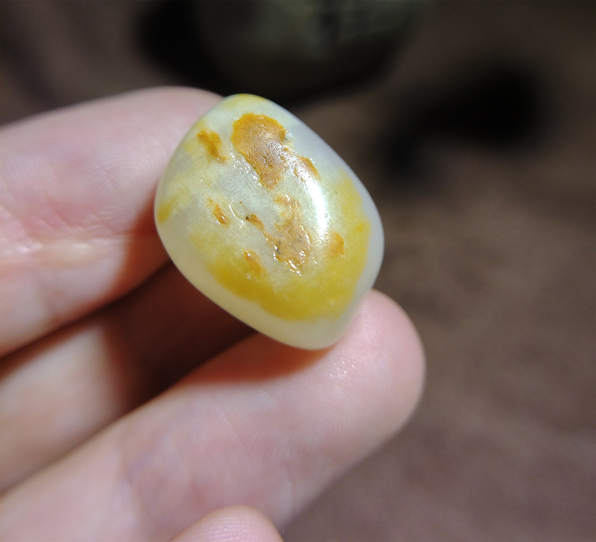 Real Chinese White Hetian Jade Pendant Natural Nephrite Hotan Bead Old Antique Genuine River Pebble