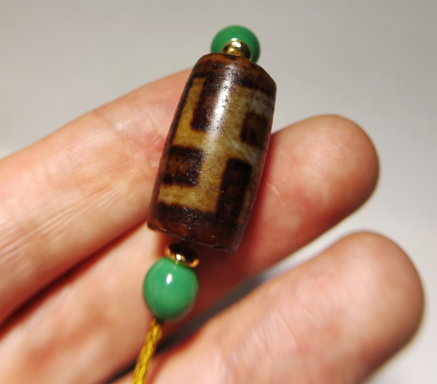 Real Ancient Himalaya One Eye Swastika Dzi Bead Pendant Amulet Tibetan Pure Gzi Genuine Old Antique Agate Talisman