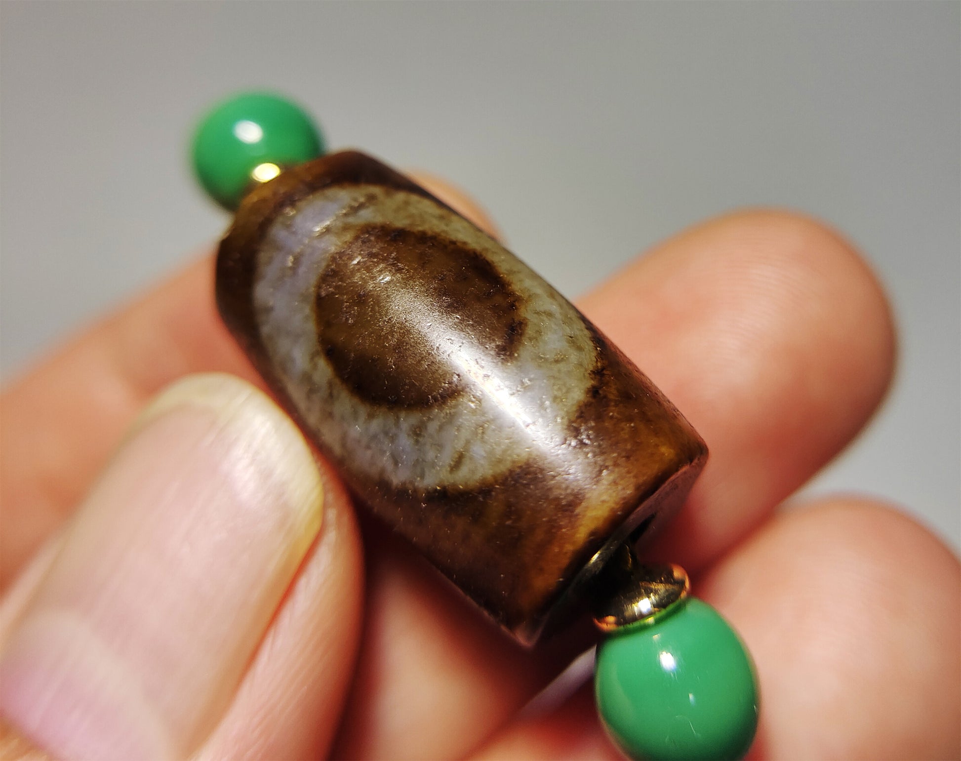 Real Ancient Himalaya One Eye Swastika Dzi Bead Pendant Amulet Tibetan Pure Gzi Genuine Old Antique Agate Talisman