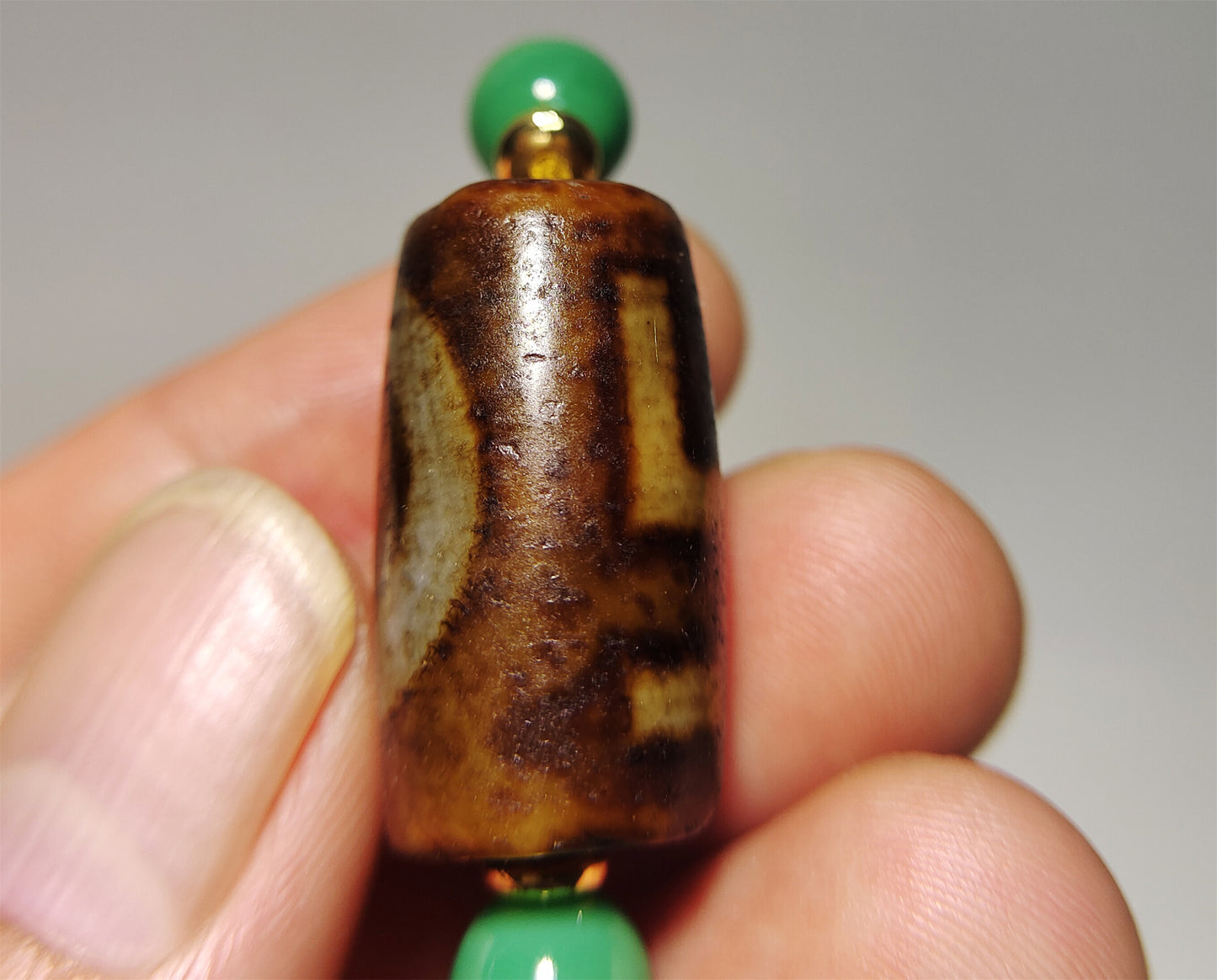 Real Ancient Himalaya One Eye Swastika Dzi Bead Pendant Amulet Tibetan Pure Gzi Genuine Old Antique Agate Talisman