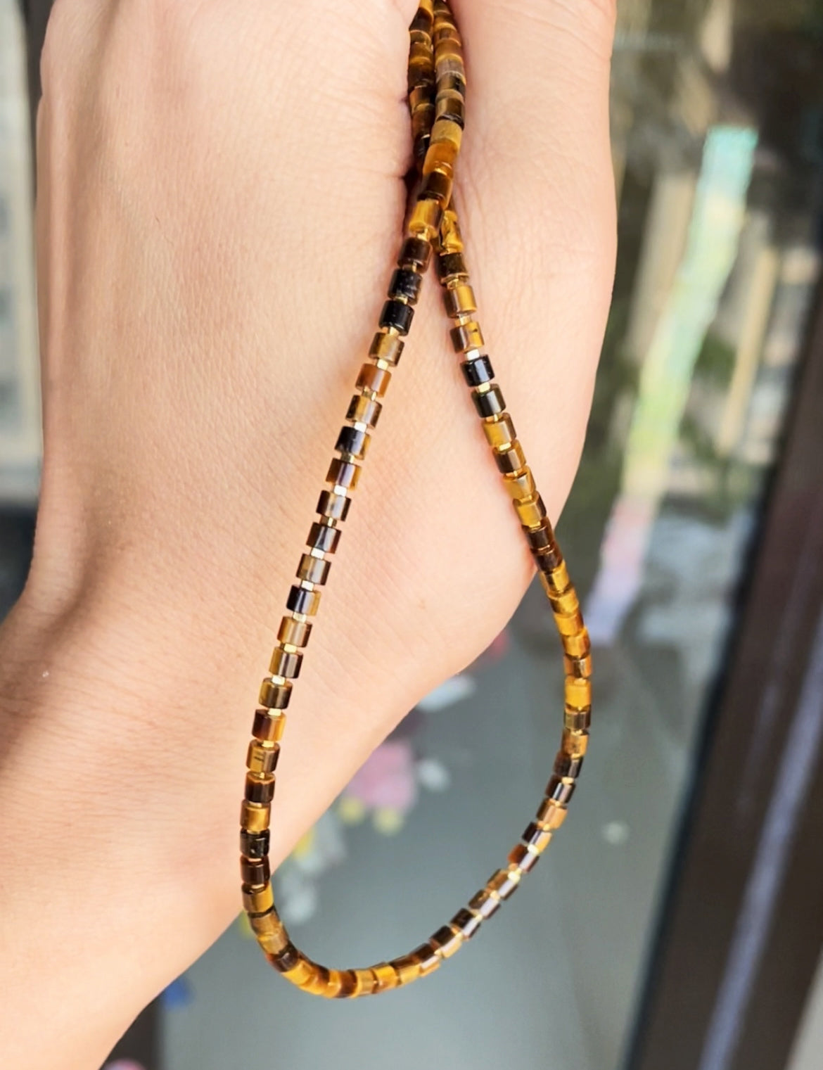 Real Himalaya Old Antiqe Tigerite Stone Necklace Bracelet Mini Small Size Tiger Eye Genuine Tibetan Mala Prayer Beads Natural
