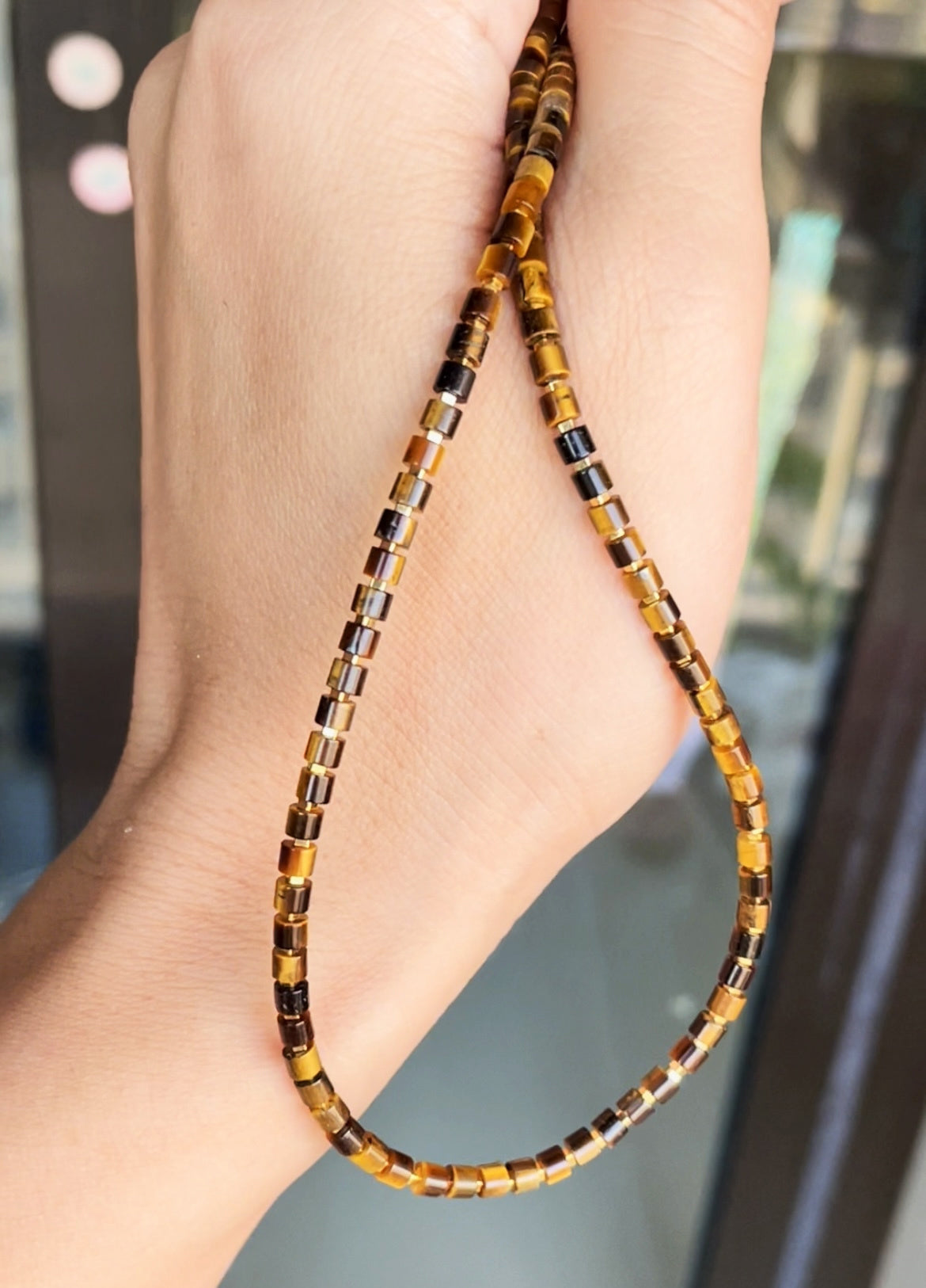 Real Himalaya Old Antiqe Tigerite Stone Necklace Bracelet Mini Small Size Tiger Eye Genuine Tibetan Mala Prayer Beads Natural