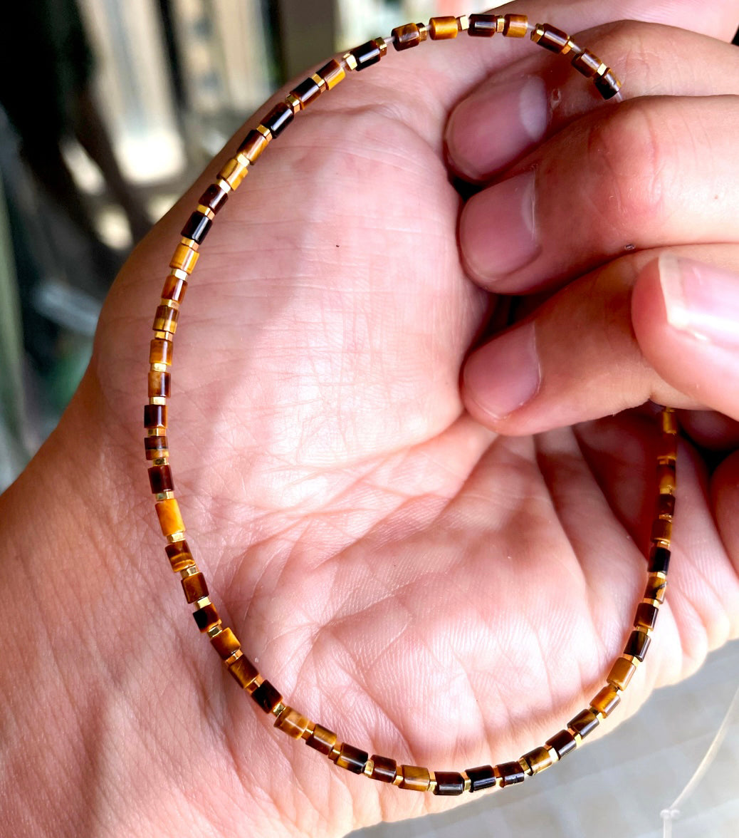 Real Himalaya Old Antiqe Tigerite Stone Necklace Tiger Eye Bracelet Mini Small Size Genuine Tibetan Mala Prayer Beads Natural