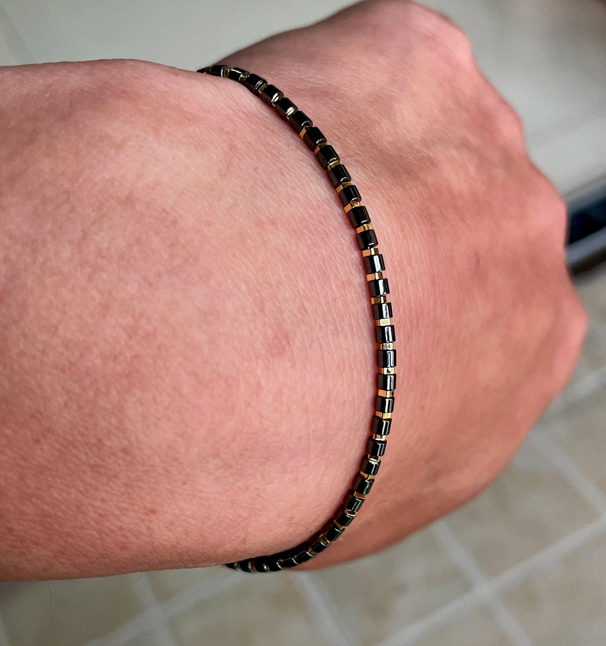 Genuine Himalaya Old Antique Black Obsidian Stone Bracelet Real Mini Small Size Tibetan Beads Natural 喜马拉雅黑曜石桶珠手串老剁珠项链手链管珠锁骨链