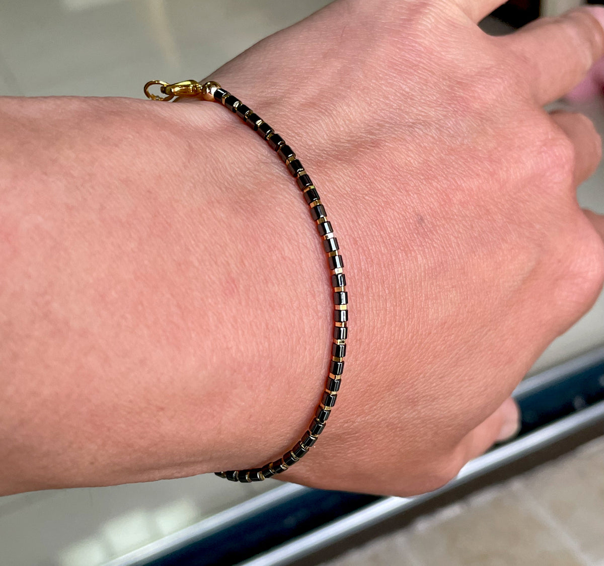 Genuine Himalaya Old Antique Black Obsidian Stone Bracelet Real Mini Small Size Tibetan Beads Natural 喜马拉雅黑曜石桶珠手串老剁珠项链手链管珠锁骨链