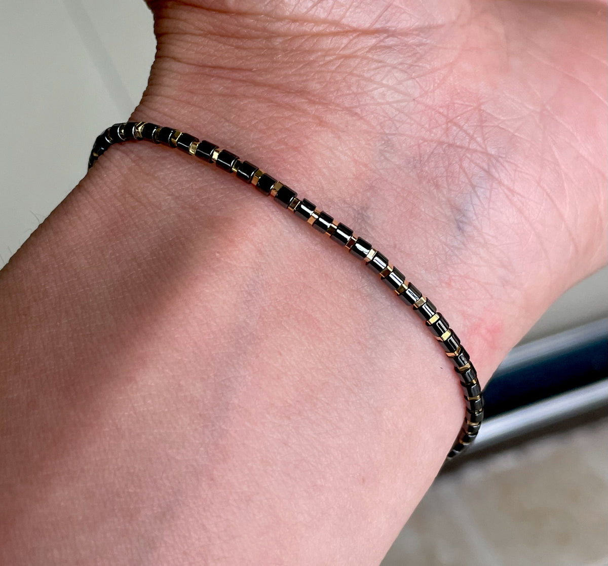 Genuine Himalaya Old Antique Black Obsidian Stone Bracelet Real Mini Small Size Tibetan Beads Natural 喜马拉雅黑曜石桶珠手串老剁珠项链手链管珠锁骨链