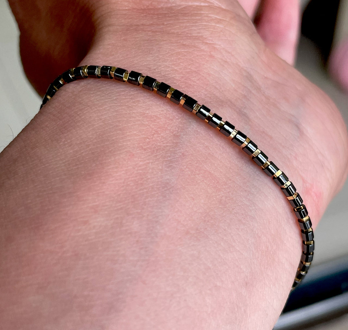Genuine Himalaya Old Antique Black Obsidian Stone Bracelet Real Mini Small Size Tibetan Beads Natural 喜马拉雅黑曜石桶珠手串老剁珠项链手链管珠锁骨链