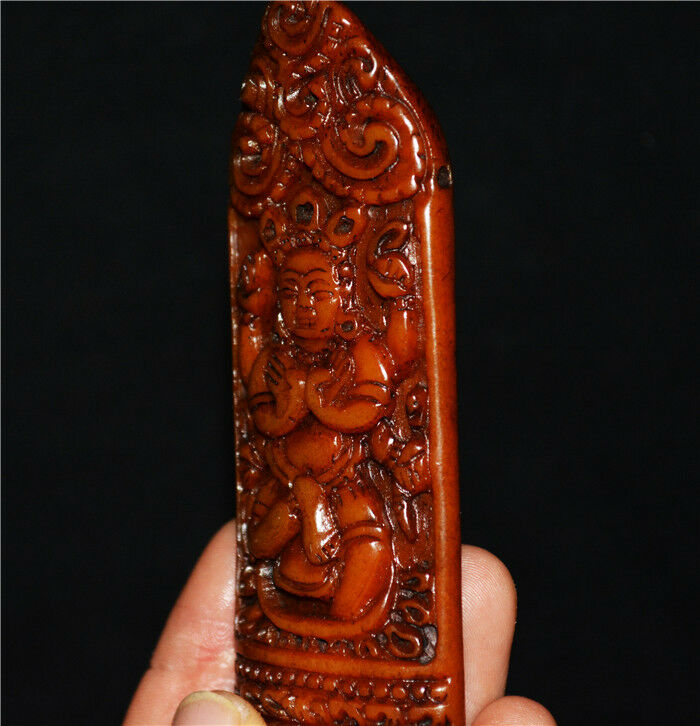 Real Himalaya Old Antique Kapala Bone Buddha Amulet Statue Tibet Genuine Pendant Talisman