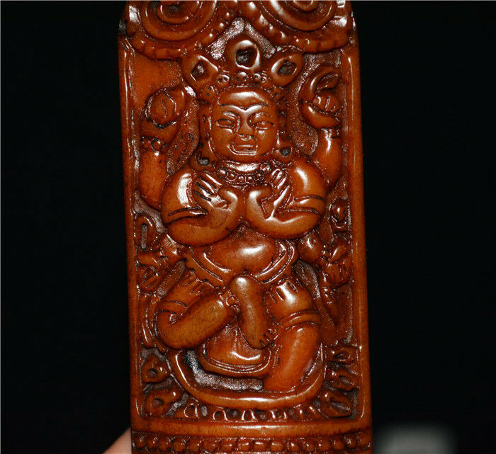 Real Himalaya Old Antique Kapala Bone Buddha Amulet Statue Tibet Genuine Pendant Talisman