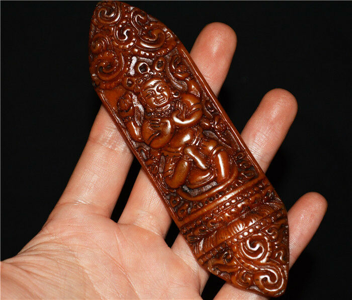 Real Himalaya Old Antique Kapala Bone Buddha Amulet Statue Tibet Genuine Pendant Talisman