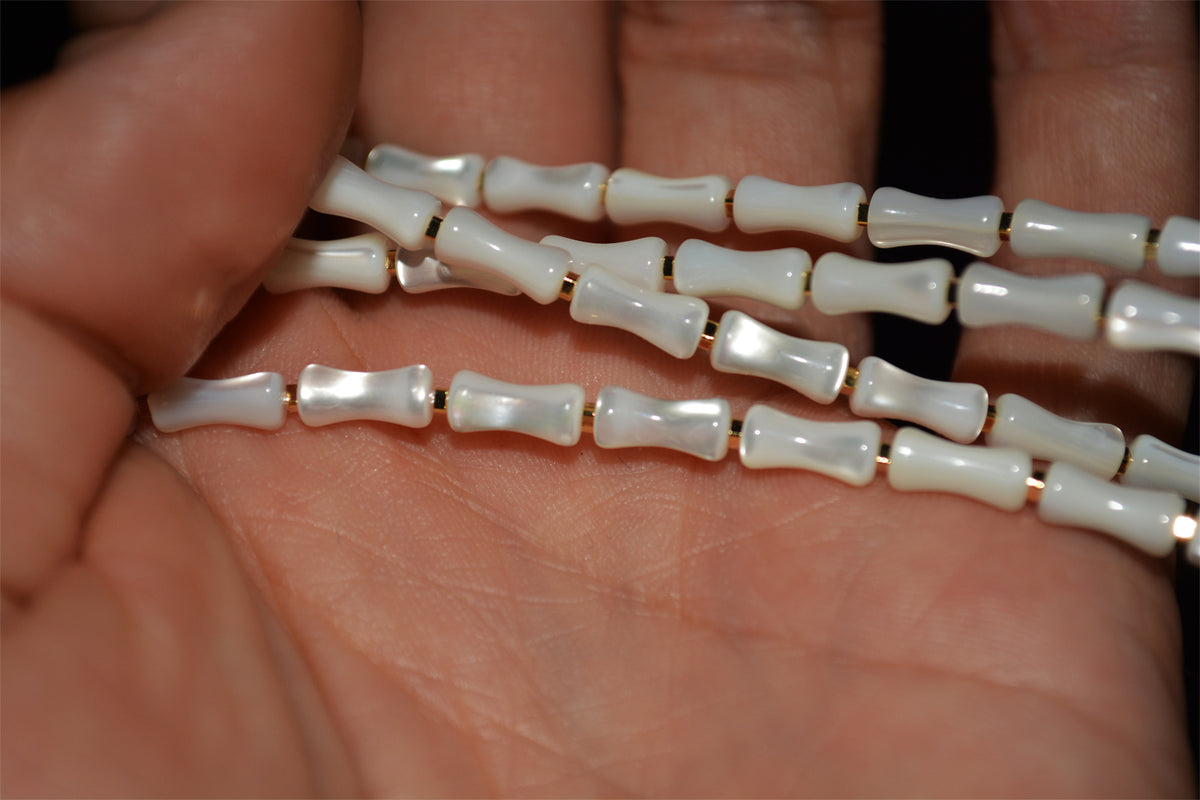 Real Old Antique Mother of Pearl Bracelet Shell Necklace Mini Small Size Tibetan Mala Prayer Beads Natural 文玩老珍珠小桶珠手链鱼骨老剁珠项链手串贝壳管珠锁骨链