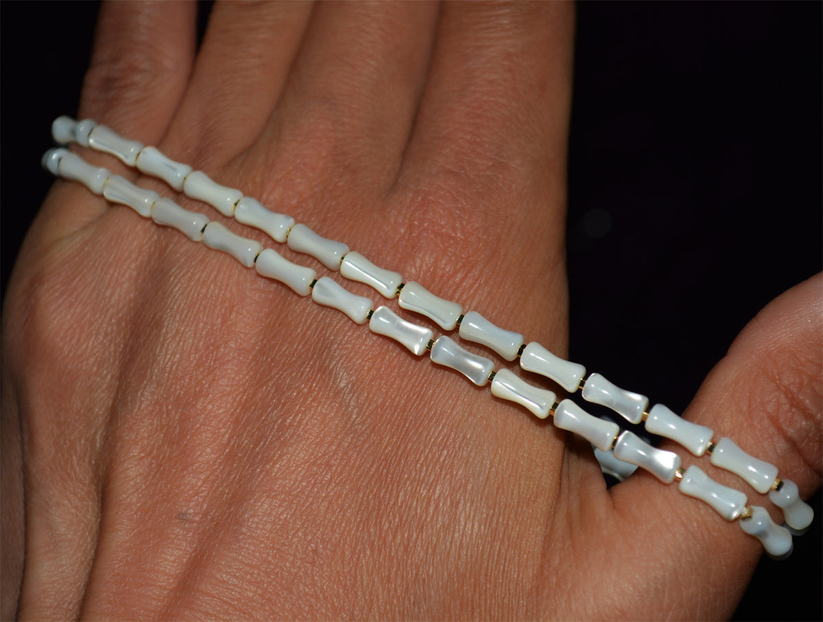 Real Old Antique Mother of Pearl Bracelet Shell Necklace Mini Small Size Tibetan Mala Prayer Beads Natural 文玩老珍珠小桶珠手链鱼骨老剁珠项链手串贝壳管珠锁骨链