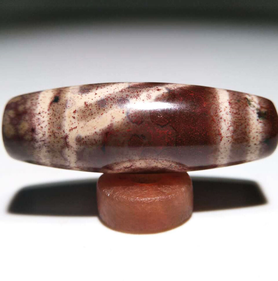 Real Himalayan Ancient Cinnabar Mountain One Eye Dzi Bead Amulet Tibetan Old Antique Agate Nepal Bloodspots 1 Eyed Pure Gzi Pendant Talisman Bracelet