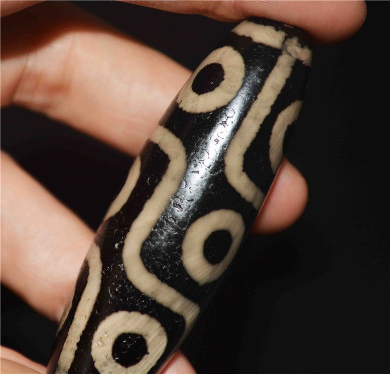 Real Himalayan Ancient Nine Eyes Dzi Bead Pendant Amulet Tibet Old Antique Genuine Agate Nepal 9 Eyed Pure Gzi Talisman