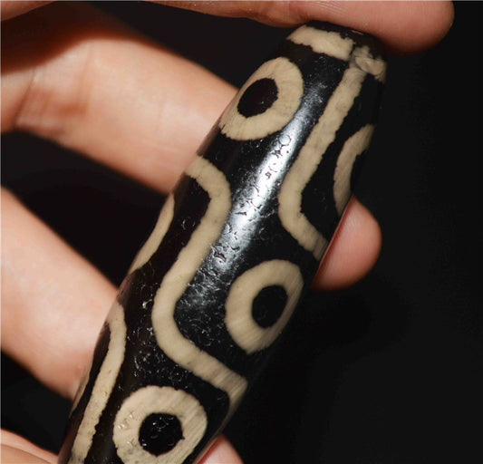 Real Himalayan Ancient Nine Eyes Dzi Bead Pendant Amulet Tibet Old Antique Genuine Agate Nepal 9 Eyed Pure Gzi Talisman