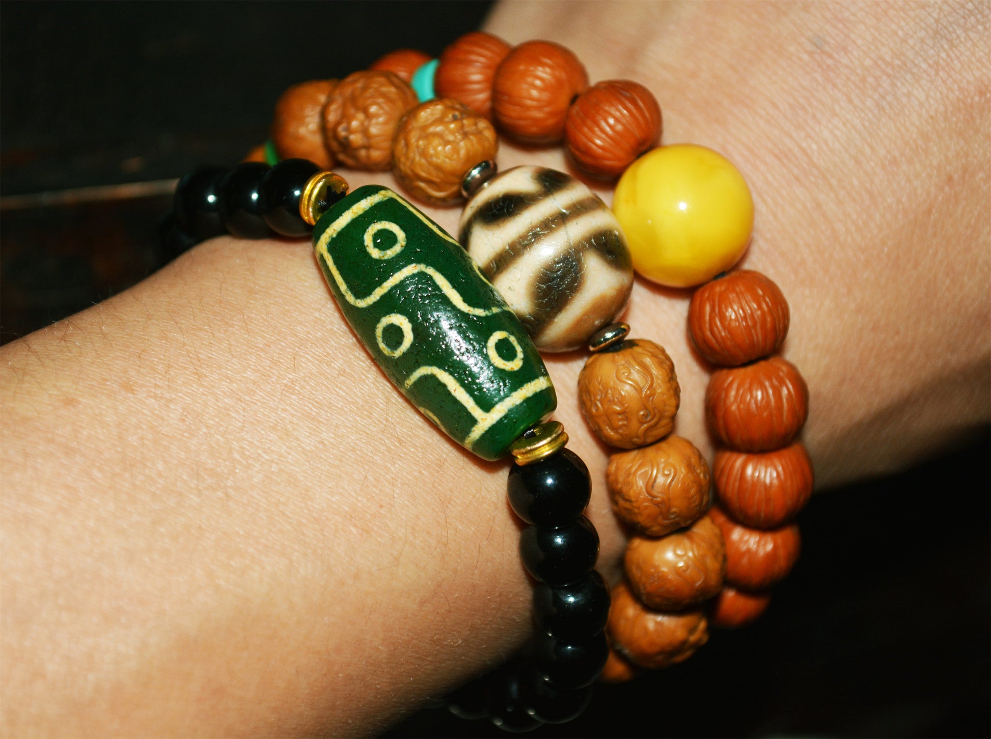 Real Himalayan Ancient Pure Nine Eyes Dzi Bead Amulet Tibetan Old Antique Agate Genuine 9 Eyed Gzi Tibet Talisman