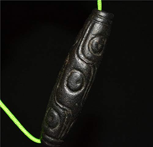 Real Himalayan Ancient Sky Iron Nine Eyes Dzi Bead Amulet Pendant Tibet Thogchag Thokcha 9 Eyed Gzi Old Talisman