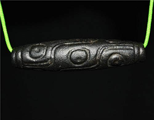 Real Himalayan Ancient Sky Iron Nine Eyes Dzi Bead Amulet Pendant Tibet Thogchag Thokcha 9 Eyed Gzi Old Talisman