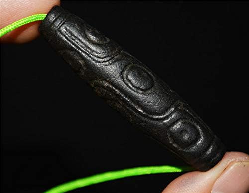 Real Himalayan Ancient Sky Iron Nine Eyes Dzi Bead Amulet Pendant Tibet Thogchag Thokcha 9 Eyed Gzi Old Talisman